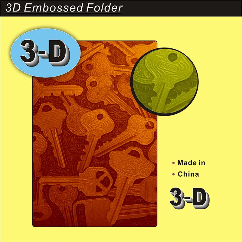 2023 New Key 3d Texture Impression Embossed Folder For Card Making, Clipbook Paper, Diy Craft Decoration Supplies