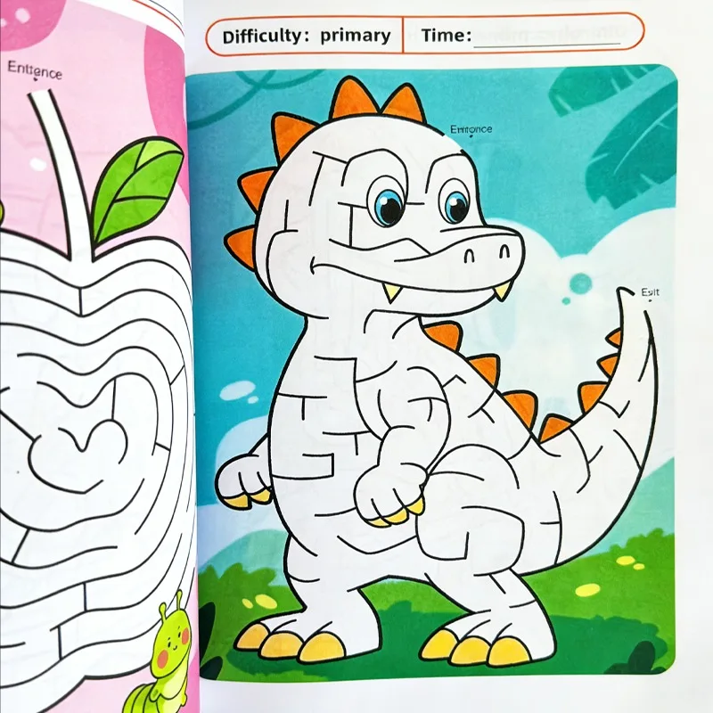 Interaktives Malbuch mit 48 Farbseiten, Niedliches Tier-Thema, Kinder-Zeichenbuch mit Labyrinth-Spiel