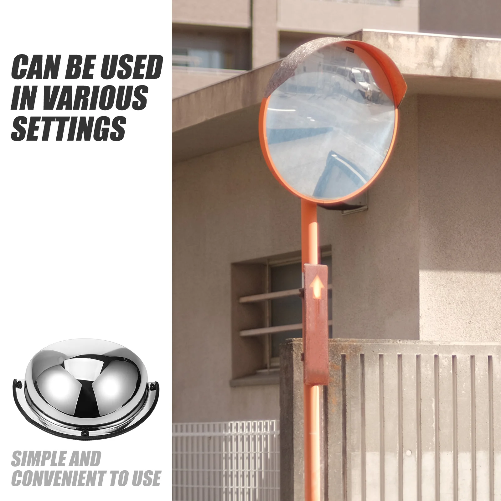 Outdoor Convex Mirror Wide Angle Safety Mirror for Road Parking Driveway Garage Wall Mount Anti-Collision Monitoring Large