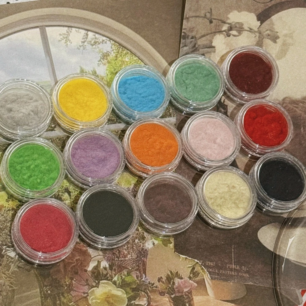 Candy Color Flocking Velvet Powder INS Wool Fuzzy Powder Anti-Sticky Cover Powder For Manicure Cat Paw Resin Fake Food DIY