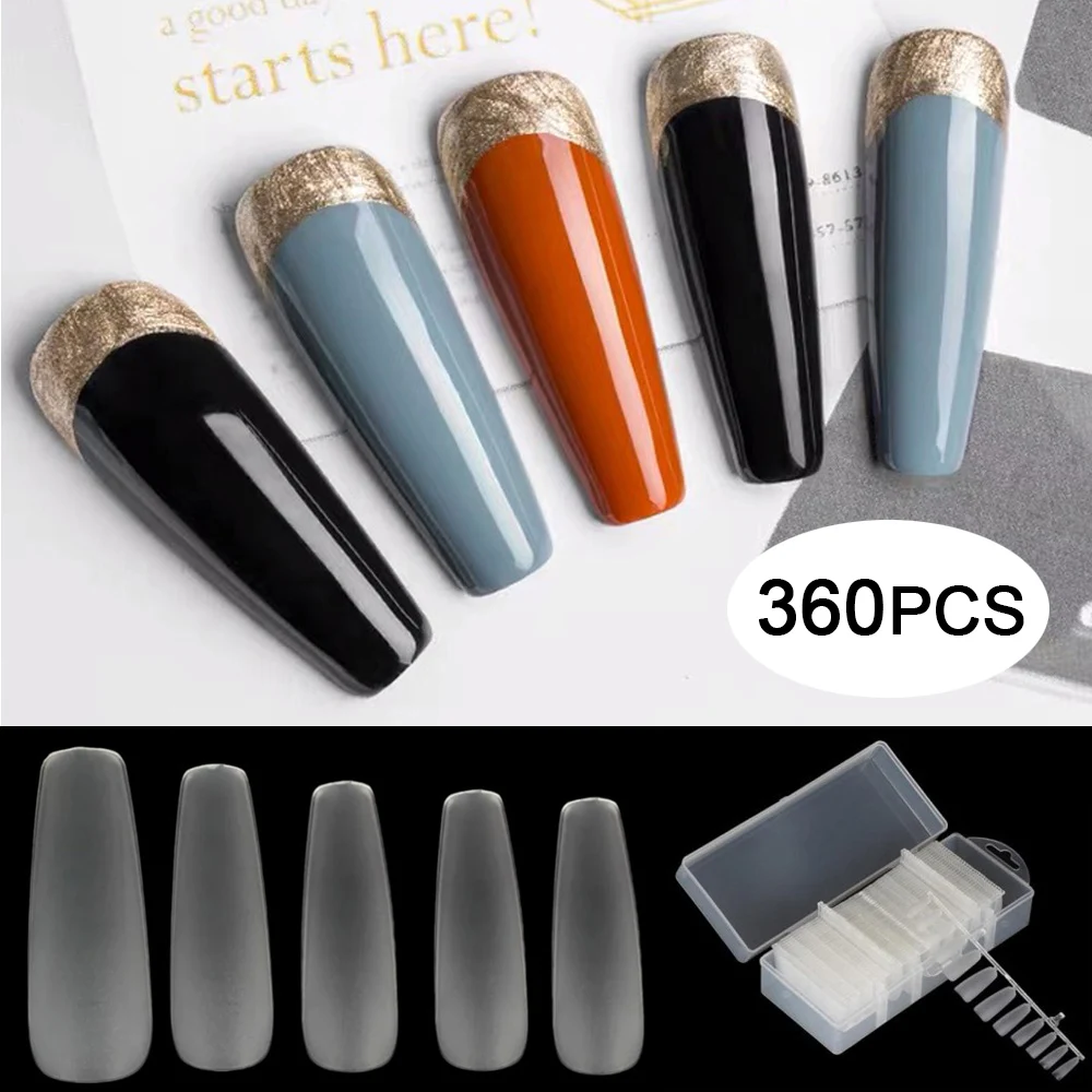 

360Pcs/box Transparent Coffin Ultra Thin False Nail Tips 12 Sizes Full Cover Fake Nails Artifical Nails Material Nail Art Tips