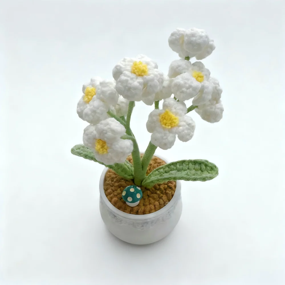 Finished handmade crochet double branch hyacinth potted simulation flower home decoration simulation flower wedding decoration