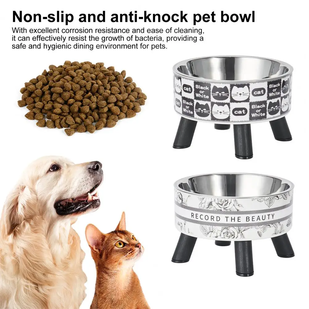 

Neck-protecting Pet Bowl Stainless Steel Elevated Pet Food Bowls with Stand for Cats Dogs Anti-slip Raised Cat for Kittens