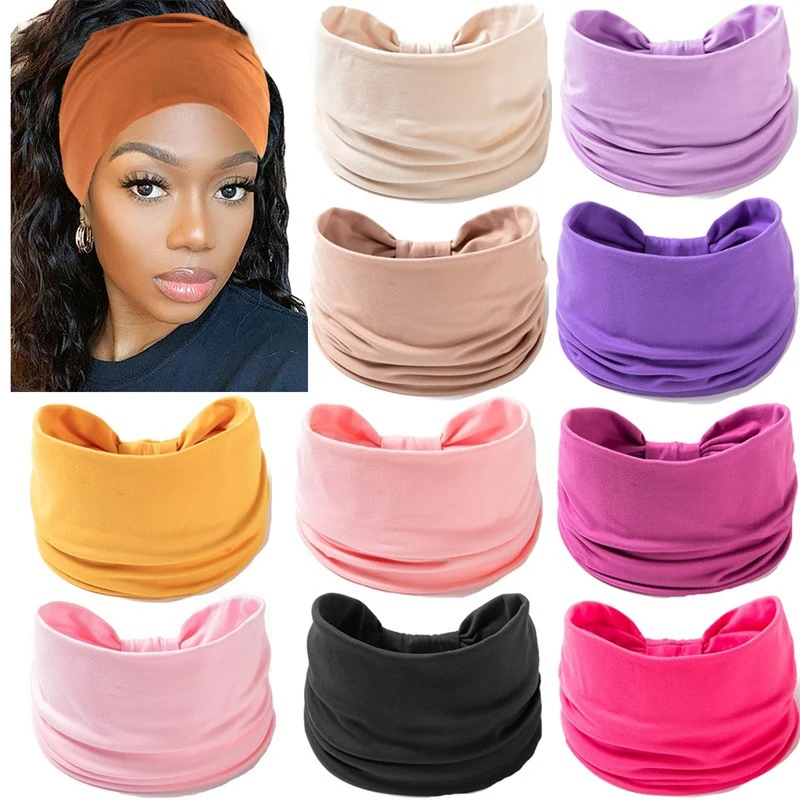 1pc Solid Color Elastic Sports Headband Wide Edge Yoga Sweat-absorbing Headband Fashion Headband With Knotted Hair Accessories