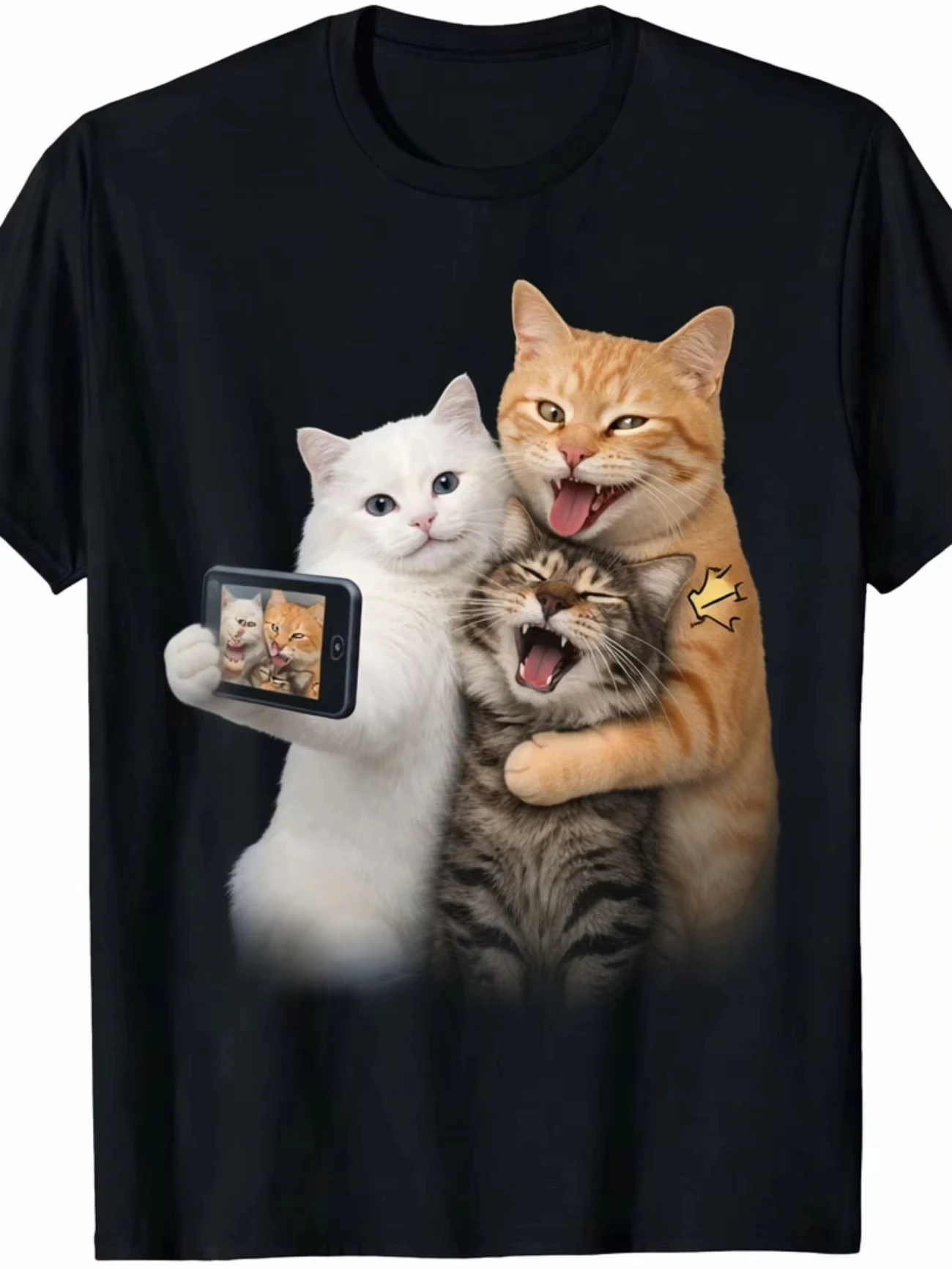 Summer Boys Girls Funny Cats Selfie Kawaii Print T Shirt Kids Baby Youth Men Women Tee Streetwear Vintage Oversize Short Sleeve