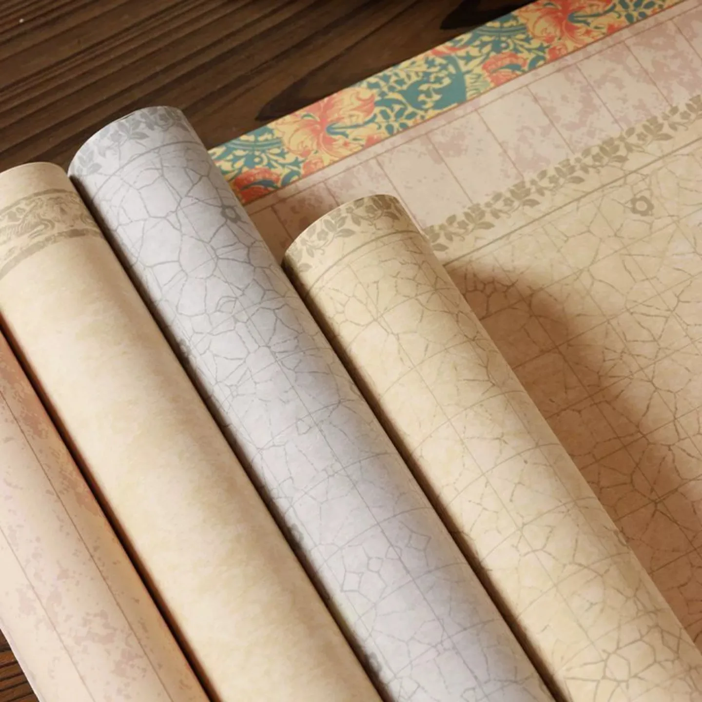 Chinese Xuan Paper Roll with Blank Grid Vertical Lined Half-Cooked Rice Paper 34cm x 10m Calligraphy Practice Scroll