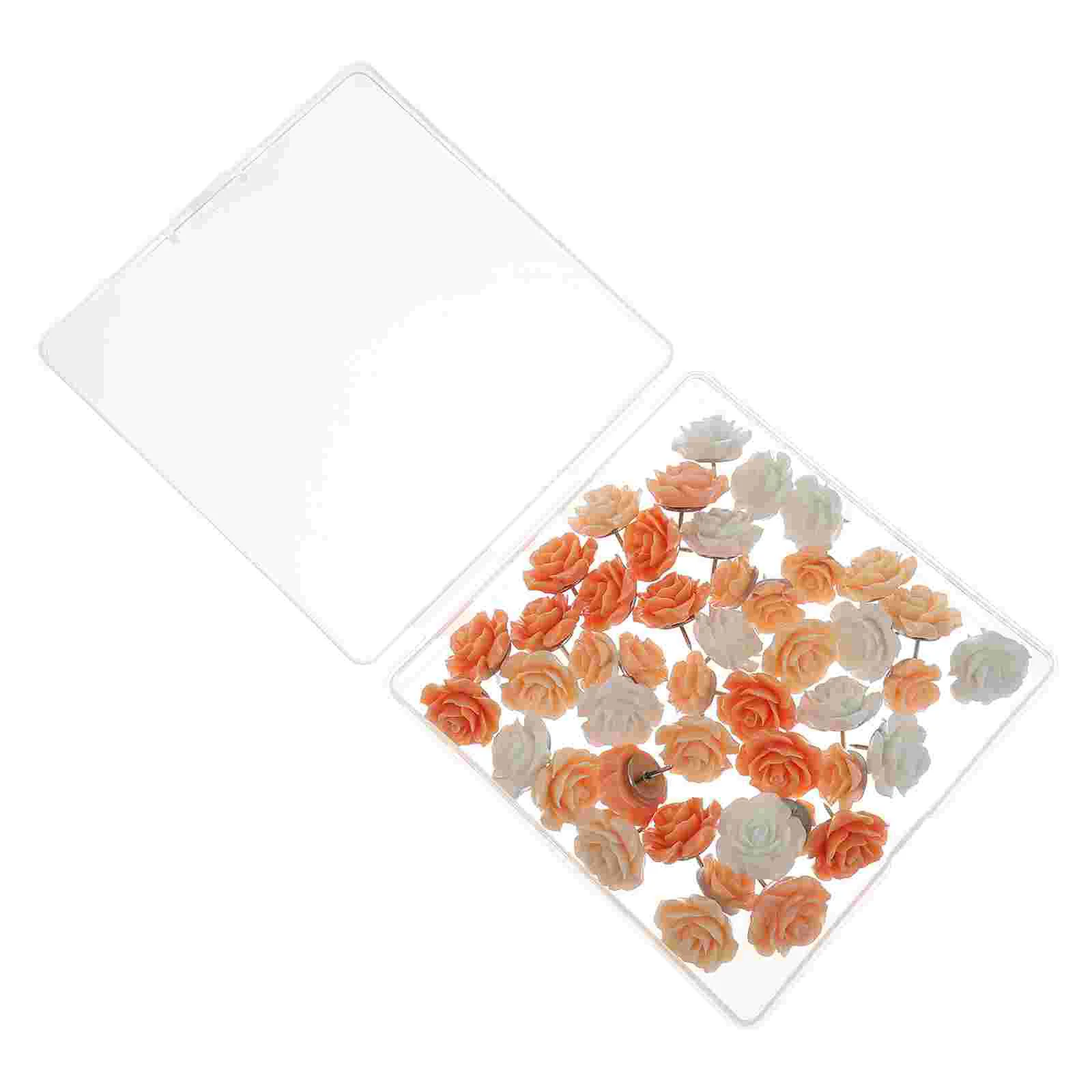 

40 PCS Wire Flower Pin Bulletin Board Decorations Thumb Thumbtacks for Cork Magnets Pink Office