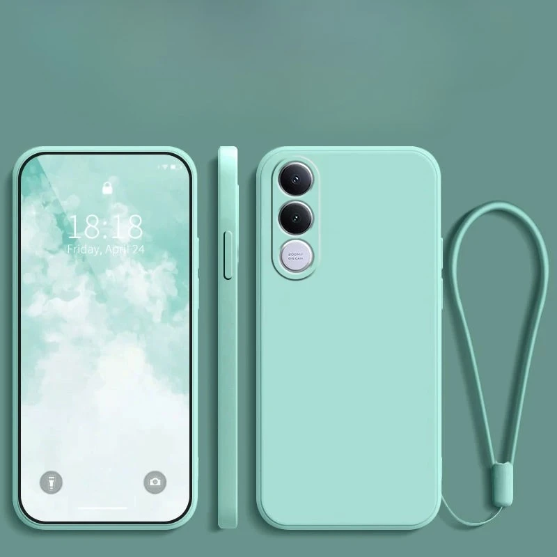 Für VIVO V70 FE 5G Objektiv-Kameraschutzhülle aus TPU für VIVO V70 FE V70FE Flüssigsilikon Matte Stoßfeste Hülle mit Trageschlaufe – Detail 1