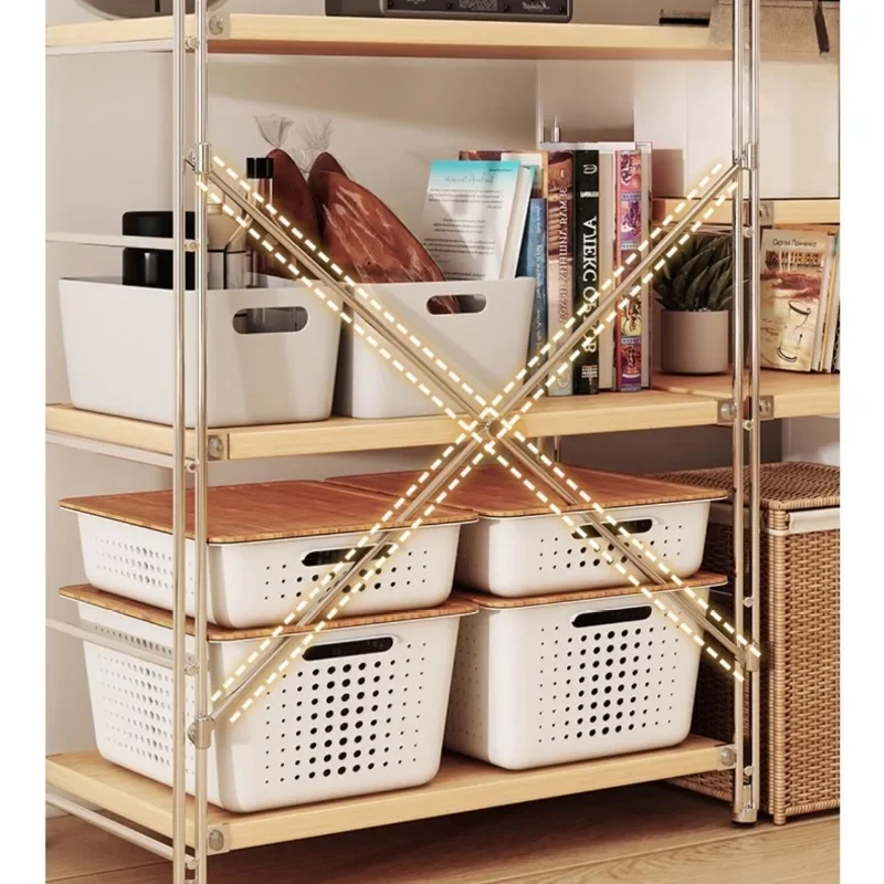 Shelf Floor-to-ceiling steel and wood storage cabinet Living room locker Minimalist style Dining side cabinet