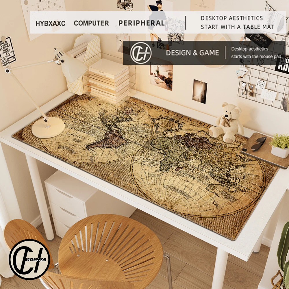 Retro Navigation Karte Kunst HD Mauspad Gamer Mousepad Großes Mauspad Naturkautschuk Schreibtischteppich PC Schreibtischmatten Design Mousepads