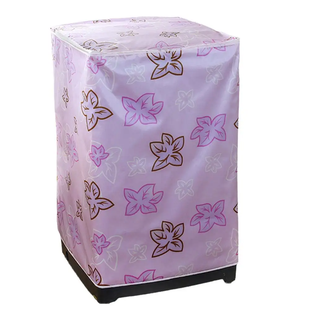 Waterproof Sunproof Washing Machine Cover Dust Zippers Flower Cover Pattern Print Dryer Cover Supplies Household