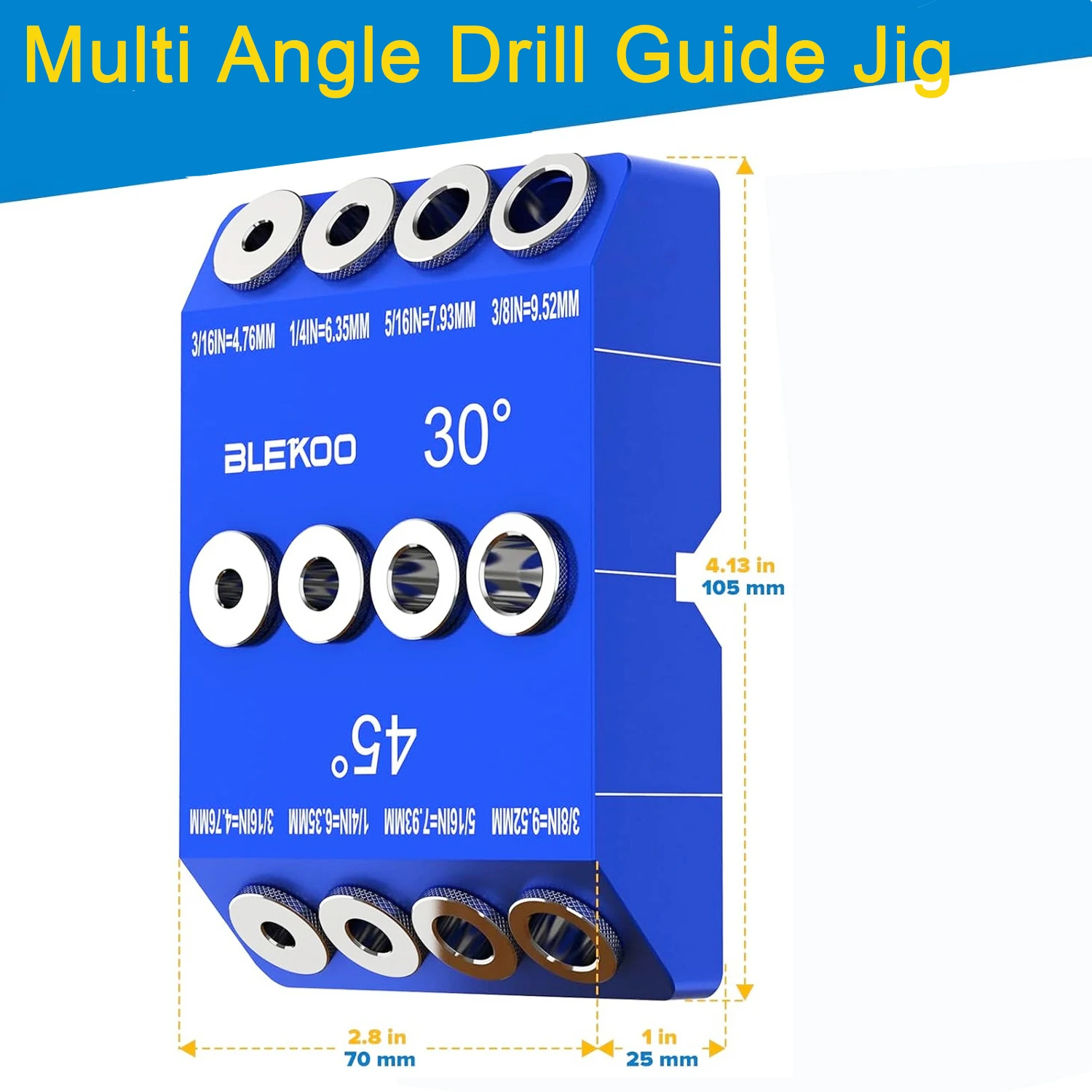

Multi Angle Cable Railing Drill Guide Jig 30 45 90 Degree with 4 Drill Bits for Straight and Angle Holes Wood Post Lag Screw Kit