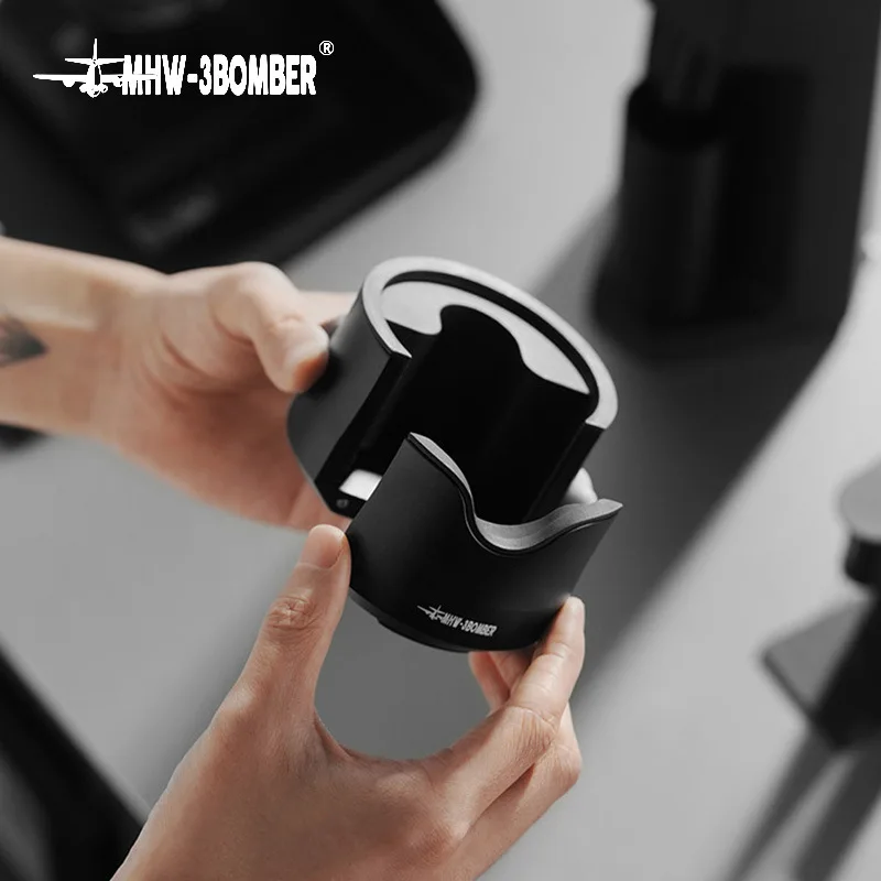 MHW-3BOMBER Black Onyx Coffee Tamping Station, Coffee Distributor Tamper Base Holder for 51mm 53mm 58mm Portafilter