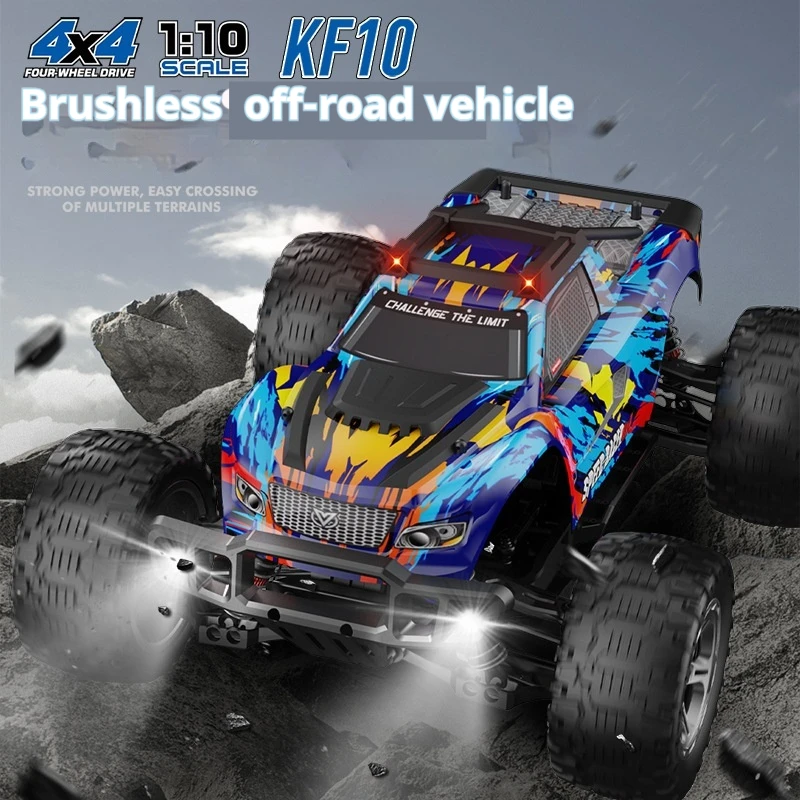 

KF10 1/10 Scale Brushless 4WD High Speed RC Car, Full Proportional Remote Control Off-Road Climbing Racing Truck Toy