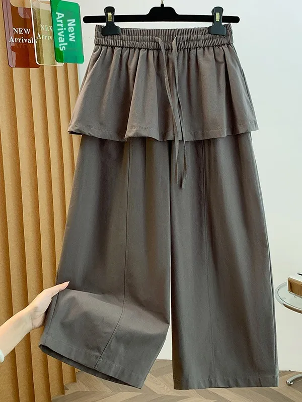 Authentic Women's Loose Casual Straight Leg Pants Wide Leg Pants Nine Points Pants Early Autumn New Style Vintage Cotton 100%