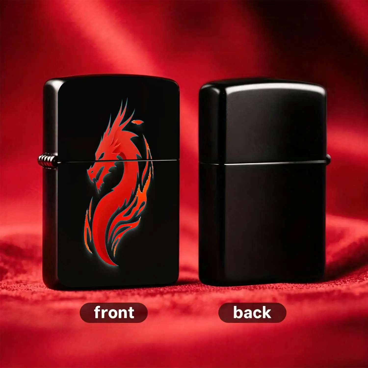 Reusable Flip-Top Pocket Metal Windproof Lighter, Featuring Stylish Red Flame Dragon Pattern, Refillable Fuel Design for Long-Term Use, Compact Size Fits Easily in Pocket, Premium Metal Build with Exquisite Dragon Motif, Ideal for