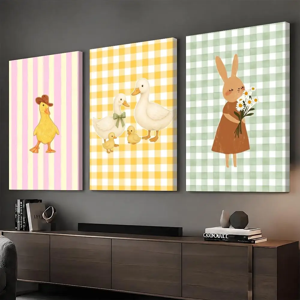 Cute Funny Animal Ins Cartoon Painting Calligraphy HD Modern Style Inner Frame Canvas Bedroom Room Hallway Wall Art Decor