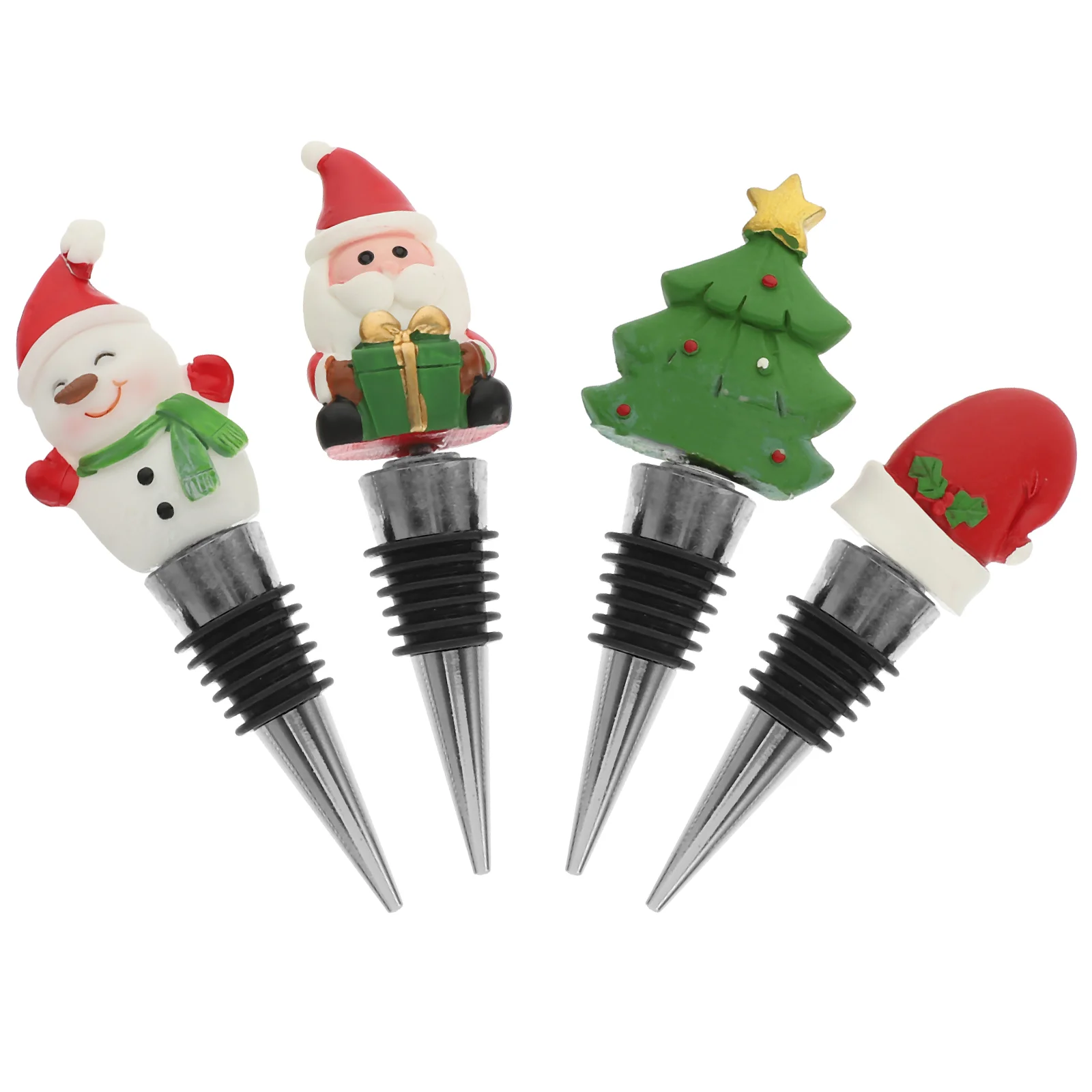 

4 Pcs Corker Christmas Drinks Reusable Bottle Stopper Xmas Bottles Decoration
