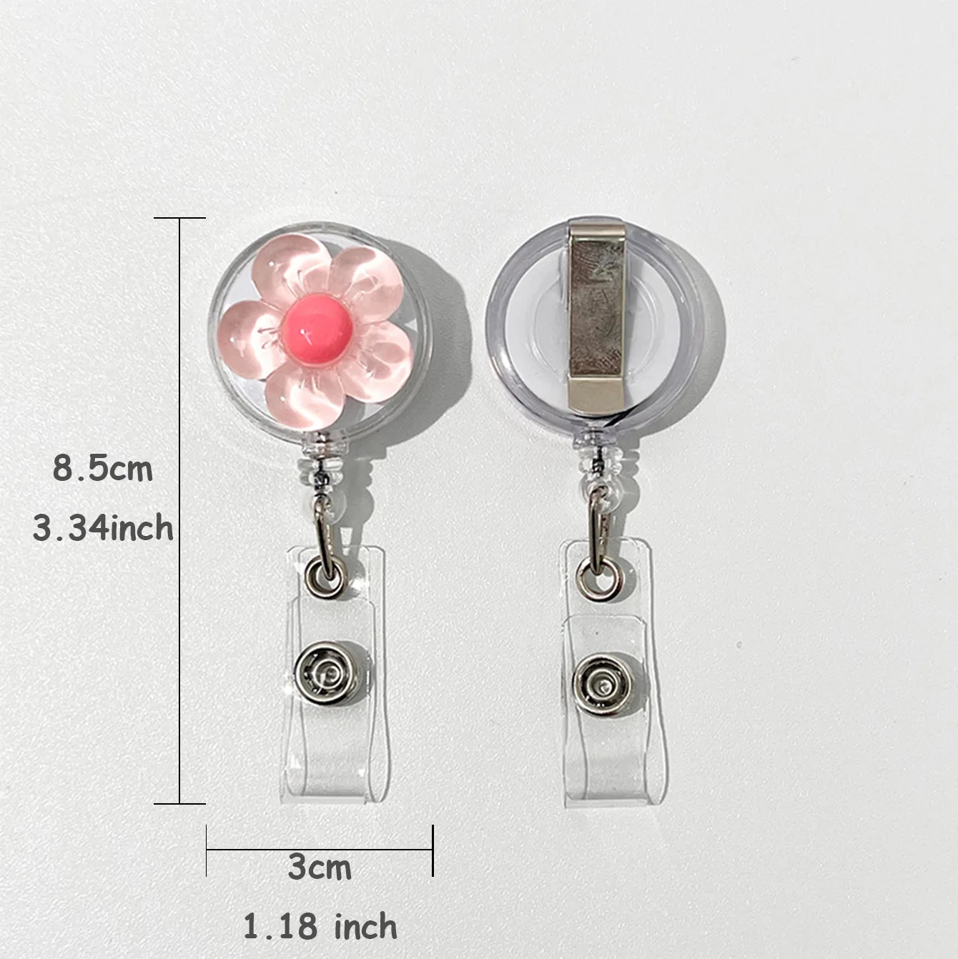 1pc Lovely Flower ID Folder Zipper Retractable Work ID Zipper Buckle Lady Badge Scroll Doctor Nurse ID Badge Folder