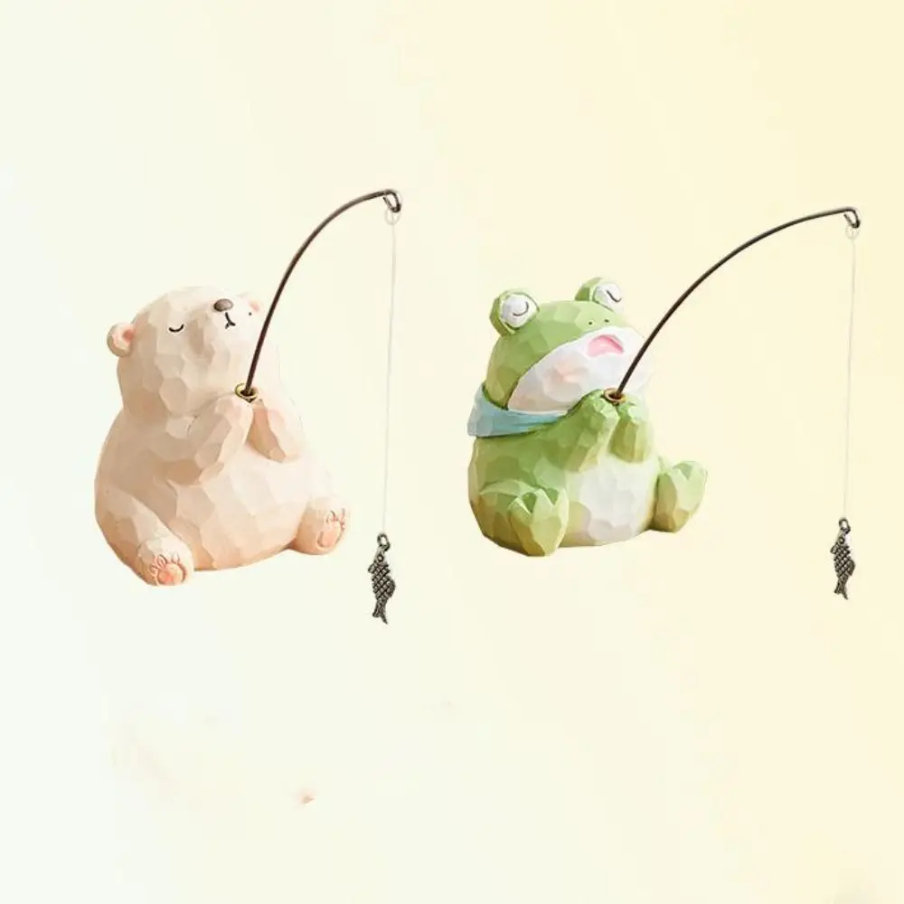

Resin Animal Fishing Ornaments Handmad Statue Screen Animal Model Cartoon Crafts Computer Monitor Decorations Kids Birthday Gift
