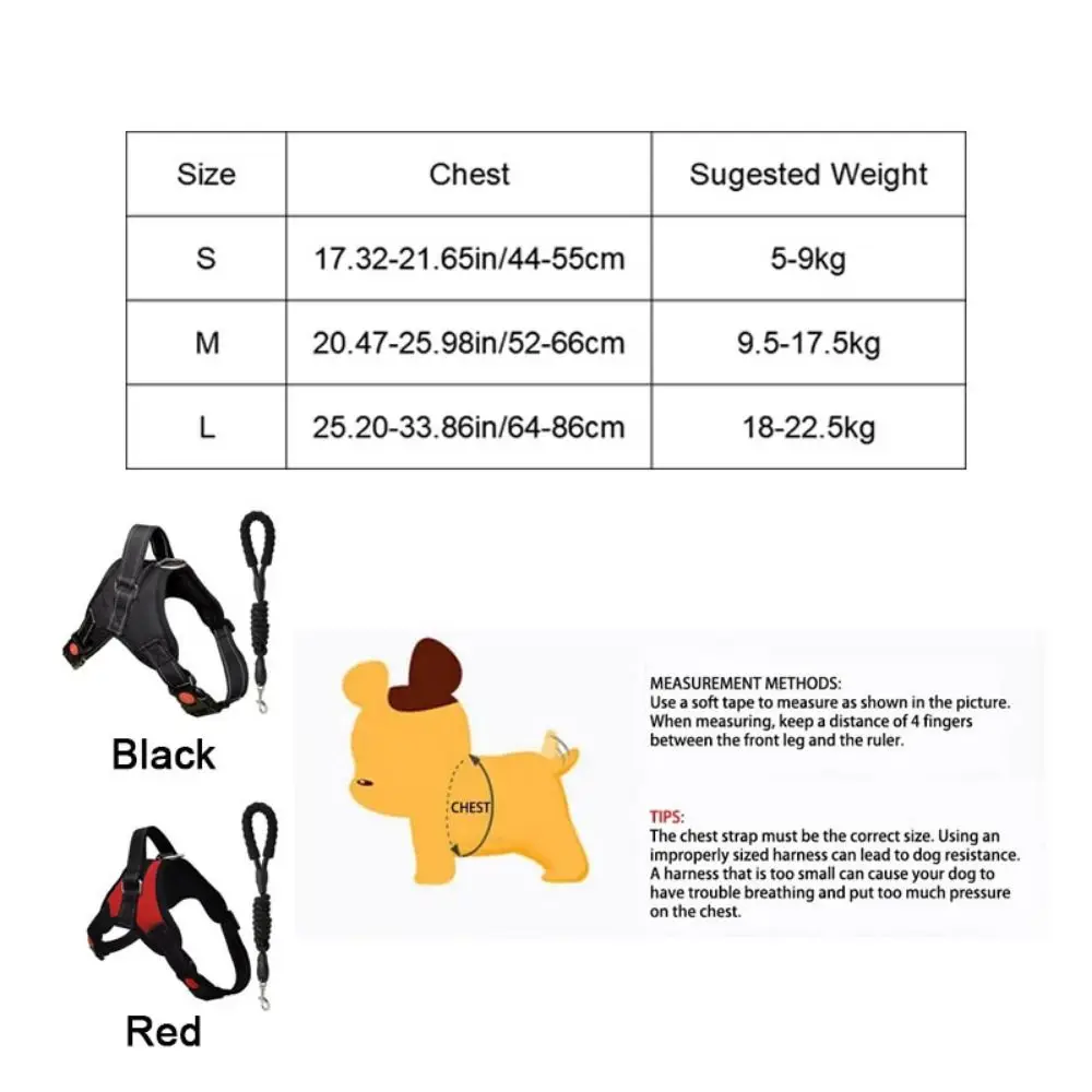 Nylon Dog Cat Harness Adjustable Reflective Dog Harness Vest Wear-resistant with leash Pet Chest Strap Dog Walking Training