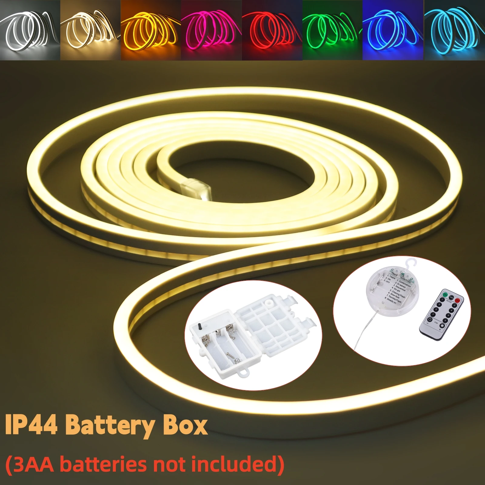 5V SMD2835 Neon Strip LED Light Sign With IP44 Waterproof Battery Box Powered IP65 120LEDs/m Flexible Rope Lamp Tape Ribbon