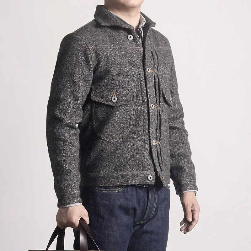 

WT-0002 Rock Can Roll Read Description! Asian Size Washed Hand-Made Man's Vintage Super Heavy 500Gsm Wool Casual Stylish Jacket