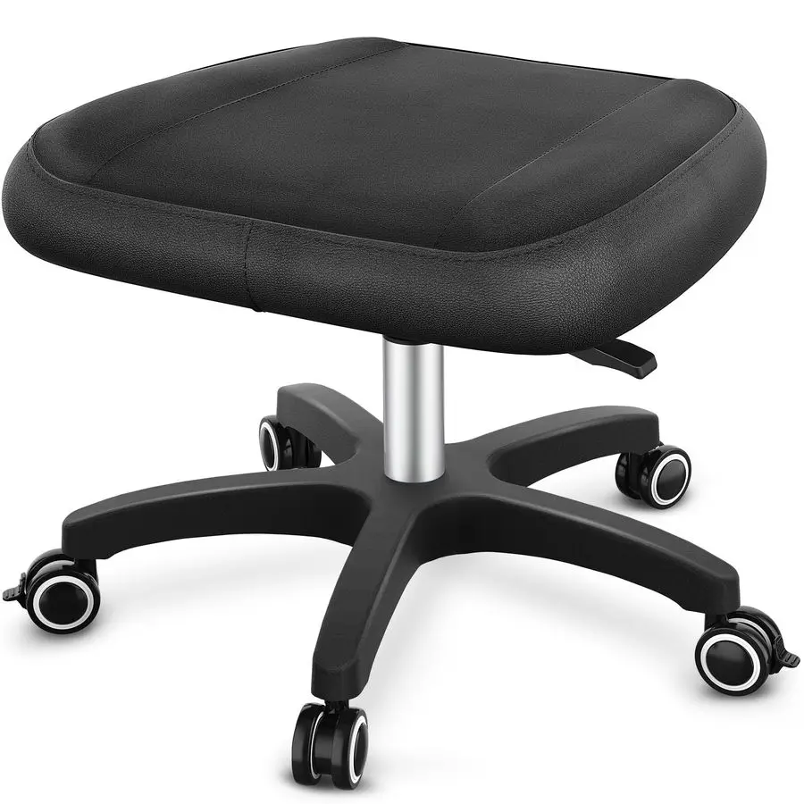 MultiUse Footrest Stool Adjustable Height with 360 Rolling Lockable Wheels,Rest Ottoman,Office Footrests,Video Game Stool for G