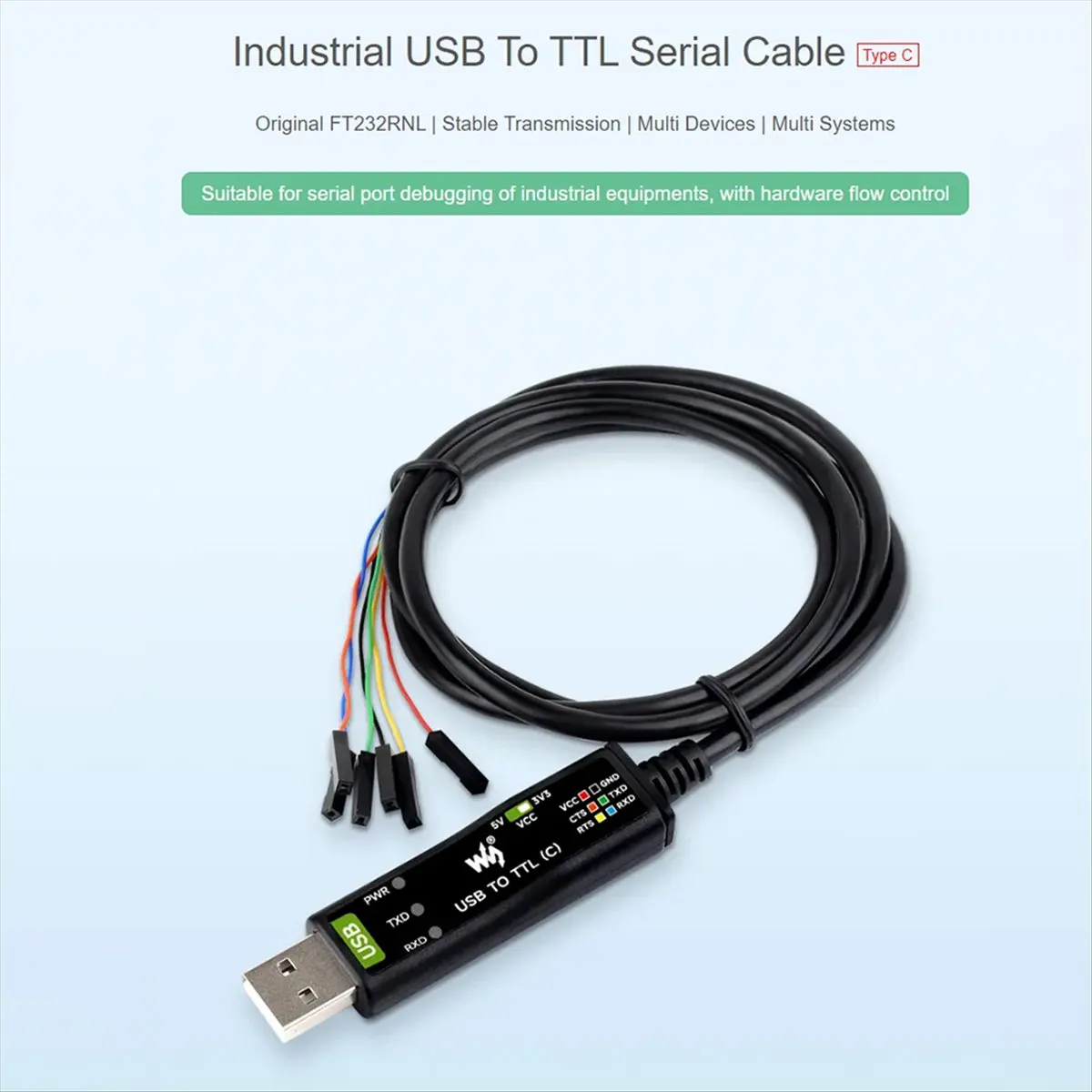 M05K  Industrial USB to TTL (C) 6pin Serial Module Cable FT232RNL for 5 Serial Port Debugging Module