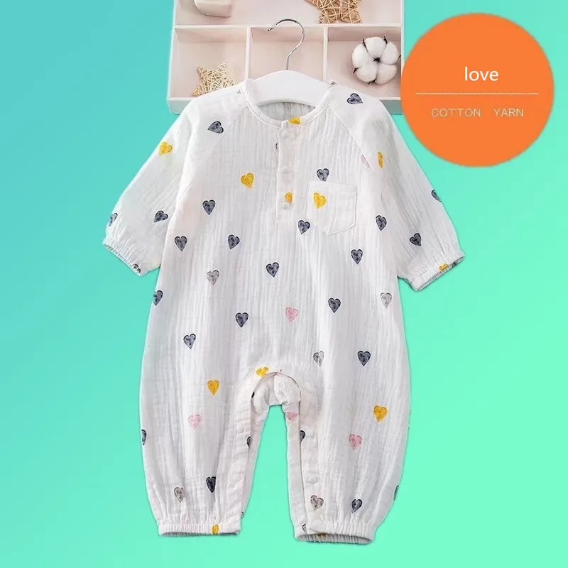 Baby Boys Girls Jumpsuit Clothes Newborn Muslin Cotton Kids Long Sleeve Stars Romper 0-3T