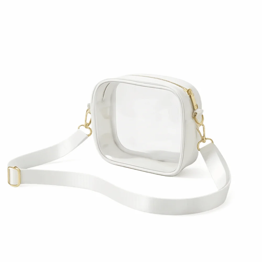 

Waterproof Transparent Crossbody Bag Detachable Strap Adjustable Strap Clear Messenger Bag White Black PVC Shoulder Bag Daily