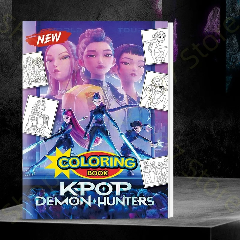 New KPop Demon Hunter Coloring Books Picture Book Peripheral Painting Book Line Drawing Children's Birthday Gift Christmas Gifts