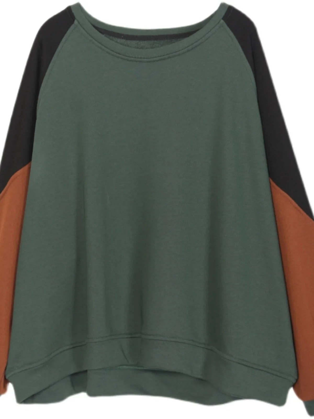 Damska bluza z kapturem plus size, luźny krój, długi rękaw, casualowa warstwa bazowa, vintage patchwork, kolorowy blok, okrągły dekolt, bluza sportowa.