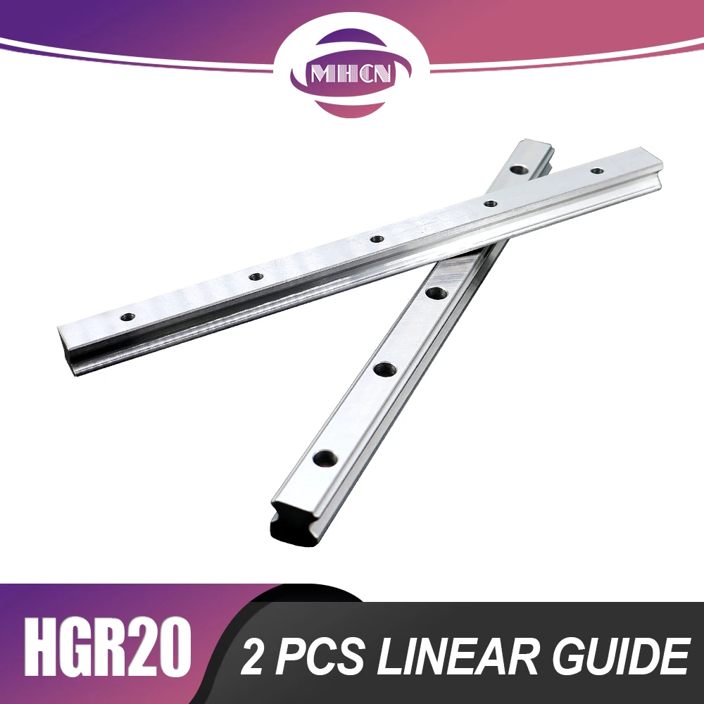 MHCN 2PCS 200-500mm HGR20 Linear Rails CNC Guides Linear Guide For CNC Router Engraving