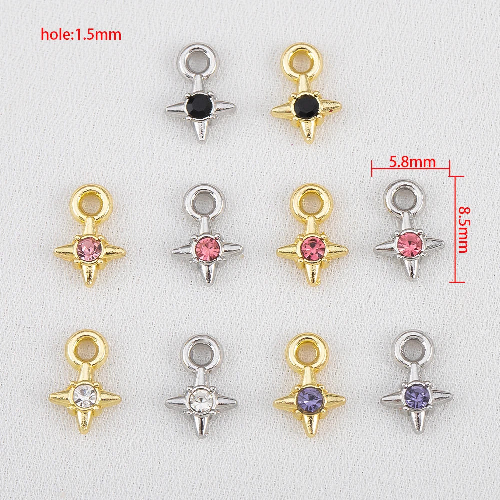 20pcs Exquisite Mini Alloy Star Pendants With Rhinestones For DIY Earring Charms Small Decorative Jewelry Craft Accessories