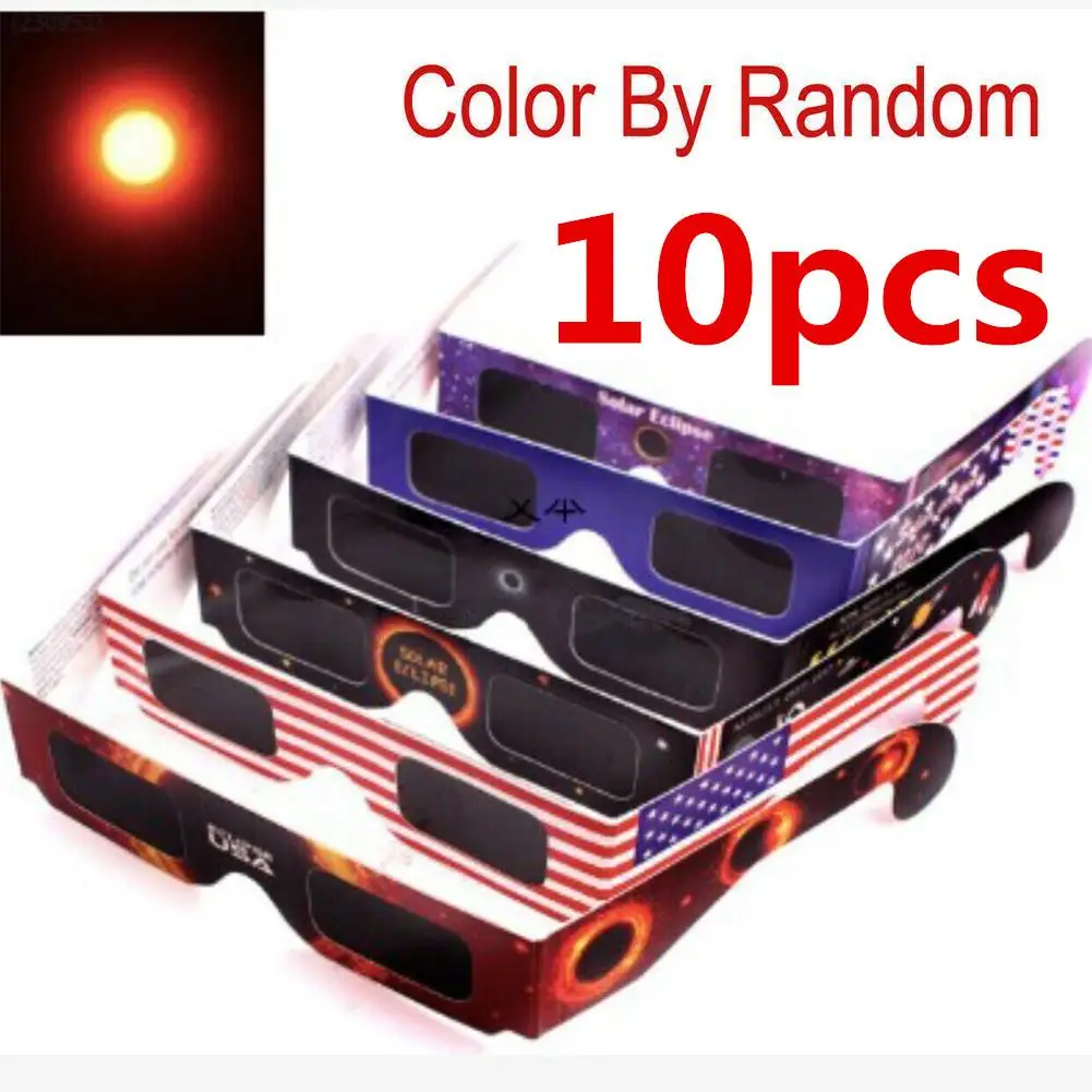 10pcs Total Solar Eclipse Glasses Paper Solar Eclipse Glasses For Viewing Frame Protect Your Eyes From Solar Eclipse Wholesale