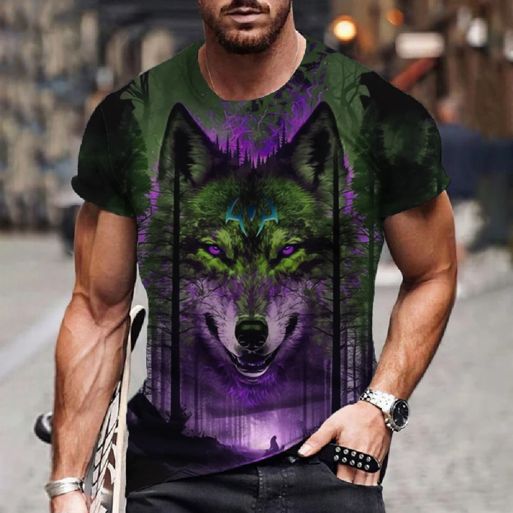 Wolf T-Shirt 3d Digital Animal Print Graphic camisa hombre Causal Tees Short Sleeves Comfortable Pullover Tops Men\'s Clothing