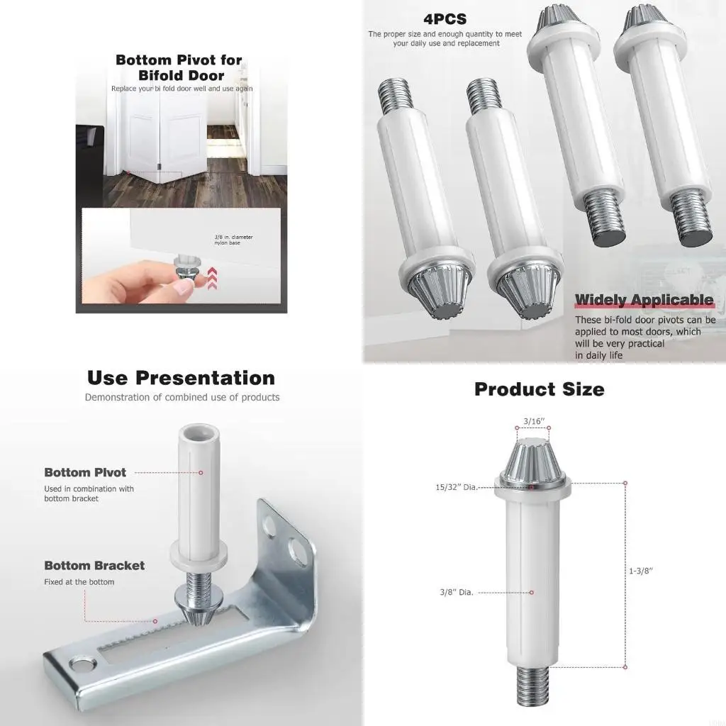  Professional Bifold Door Hardware 4-Pack Bifold Closet Door Hardware Repair Part Bi-Fold Door Screws Door Accessory