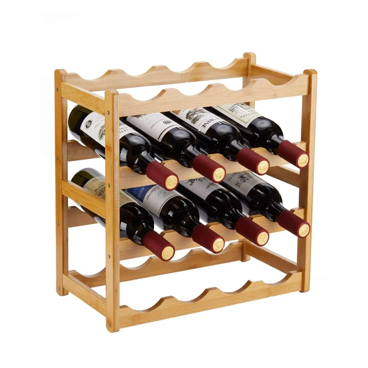 

Oem Weinregal Custom Wholesales 4 Tiers 16 Bottle Winerack Wall Amount Freestanding Wooden Wine Storage Rack Cabinet Countertop