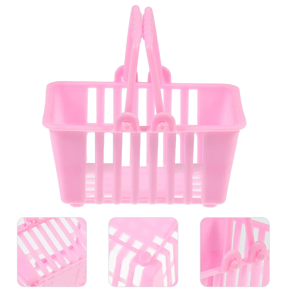 12 Pcs Grocery Cart for Kids Mini Shopping Basket Toy Small Play House Pink Plastic