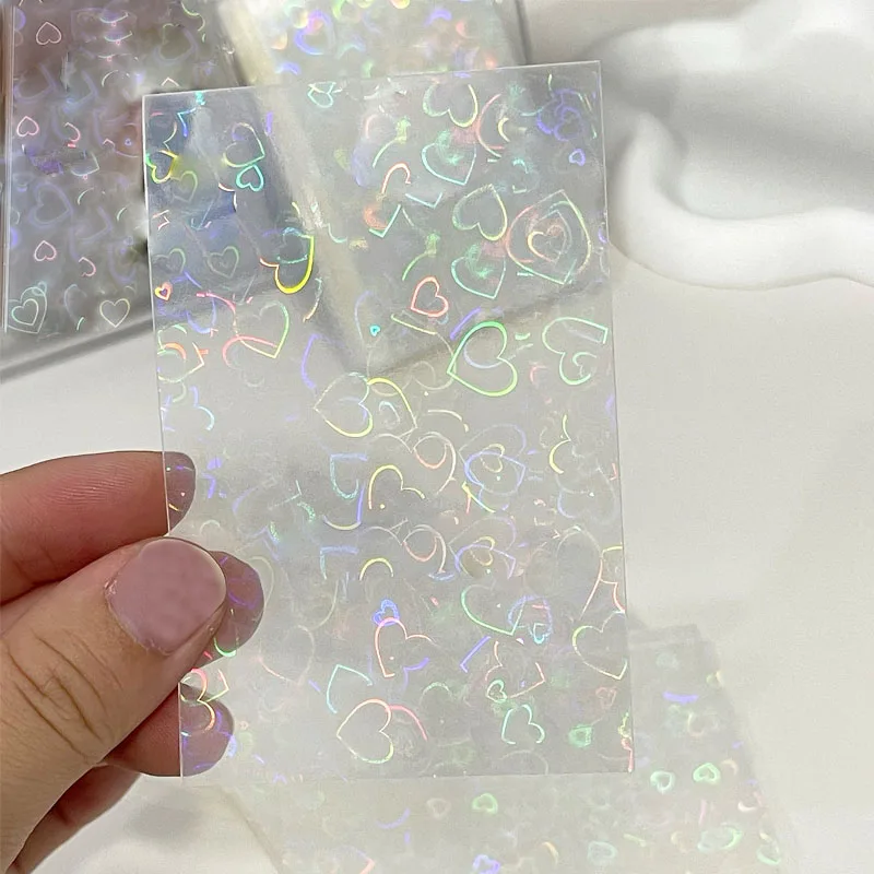 50pcs 58x87mm Lasers terne Herzen Regenbogen Schmetterling Feuerwerk Spiel Idol Kartens chutz holo graphische klare Karte Film hüllen Abdeckung