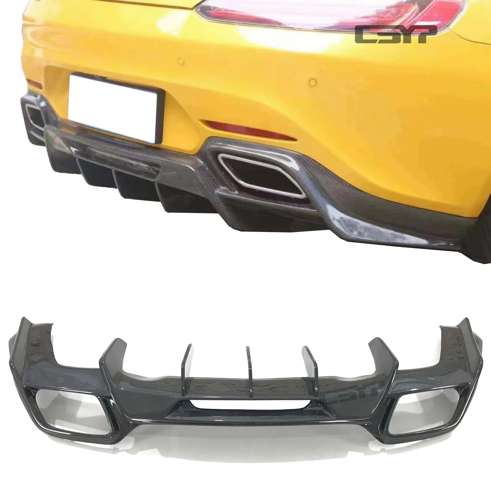 

Genuine Carbon Fiber V Style Polished Finish Rear Bumper Lip Splitter Diffuser Body Kit for Mercedes Benz AMG GT GTS Carbon