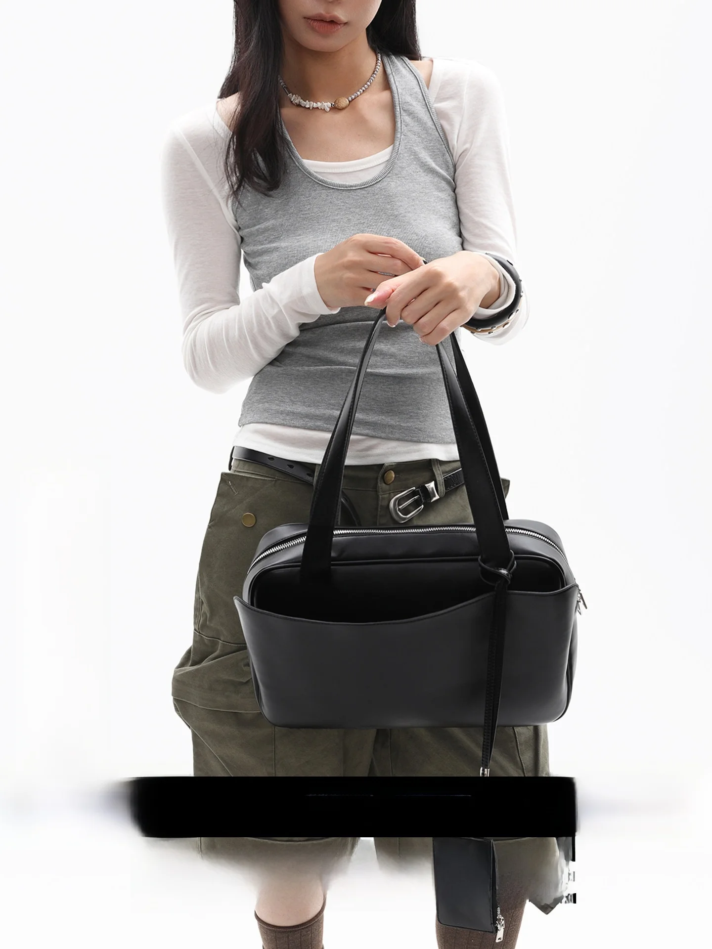 

Large Original Kangaroo Bag Boston Bag Pillow Square Bag Single Shoulder Armpit Bag Fashion Trend Polyester Pure Color