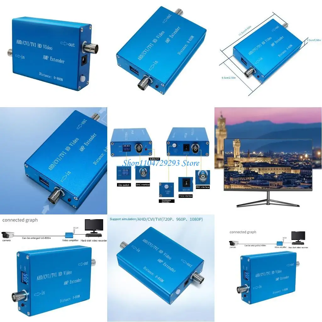 Extensor señal vídeo coaxial Y2GD largo alcance para cámaras seguridad Compatible con múltiples formatos