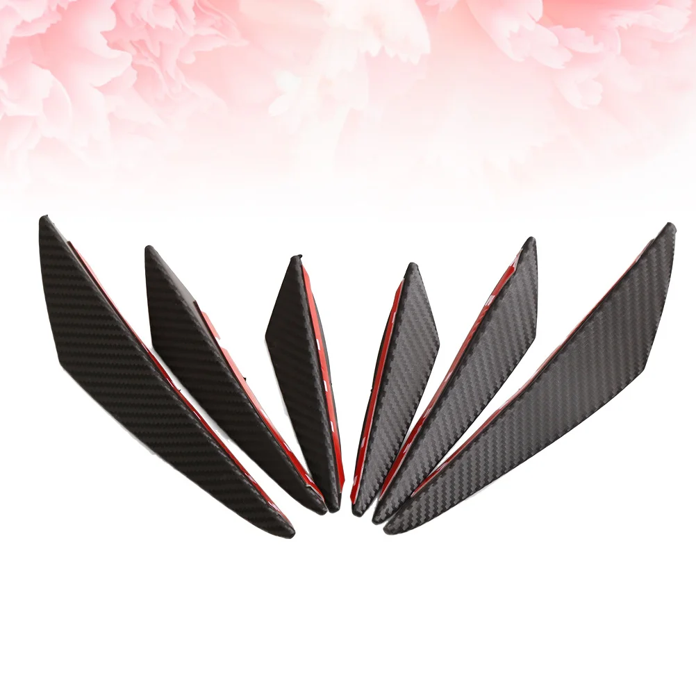 

6pcs Universal Pp Carbon Fiber Front Lip Splitter Spoiler For Car Bumper Cover Angle Wrap Stability Enhancement