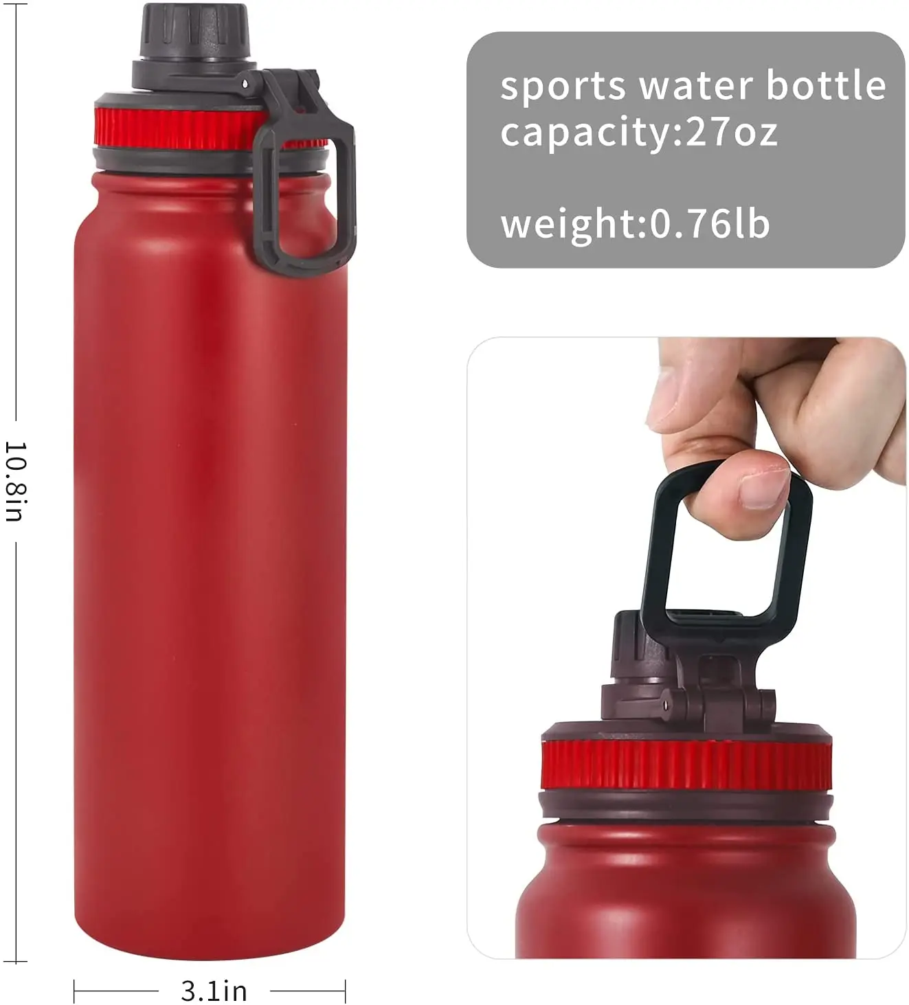 UPORS Stainless Steel Sport Water Bottle 600ml/800ml Large Capacity Double Wall Vacuum Insulated Tumbler Portable Thermos Bottle