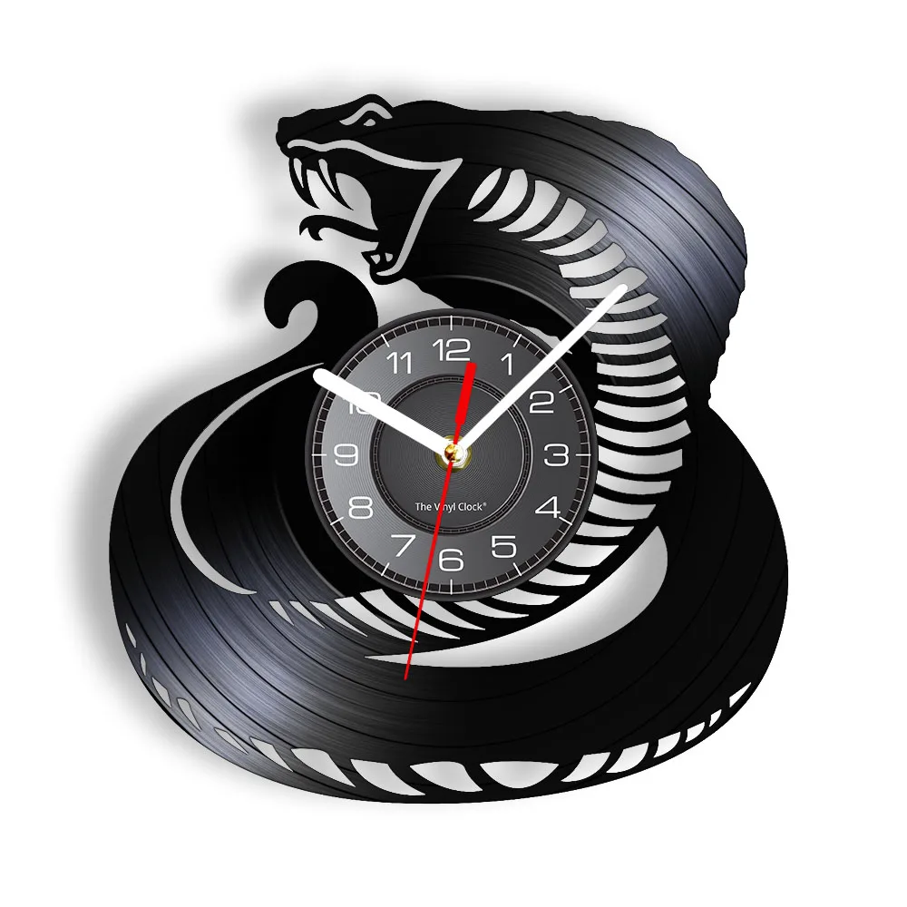 

King Cobra Snake Vinyl Record Wall Clock Ophiophagus Hannah Reptile Ornament Man Cave Decorative Wall Watch Animal Lover Gift