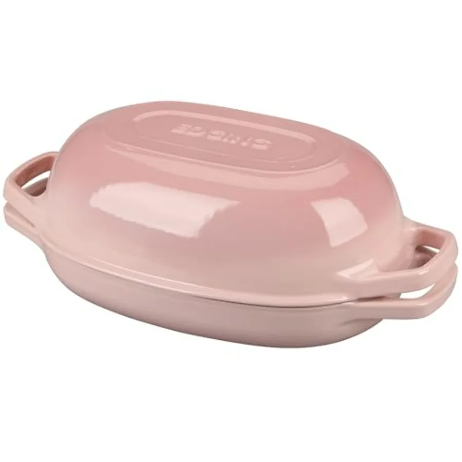 

Эмалированная чугунная овальная голландская духовка с крышкой, голландская духовка для выпечки хлеба на закваске, овальная форма для хлеба, 5qt, розовая