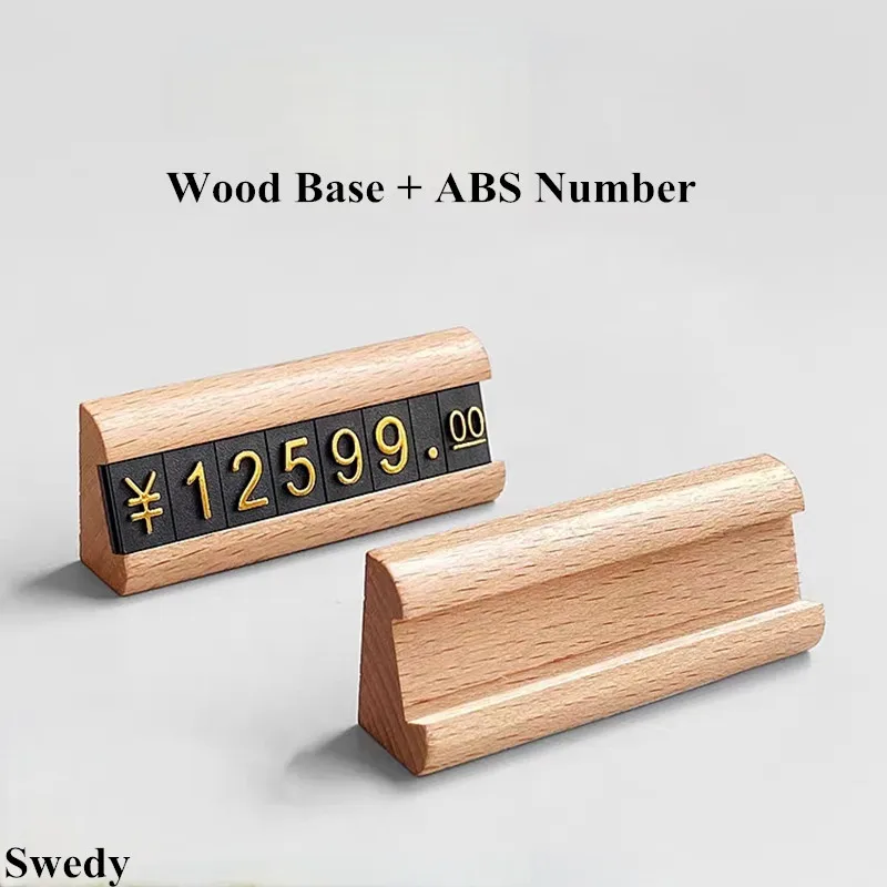 1 Pcs Jewelry Watch Store Adjustable Number Digital Wood Base Price Cube Tag Mini Price Label Sign Holder Display Stand