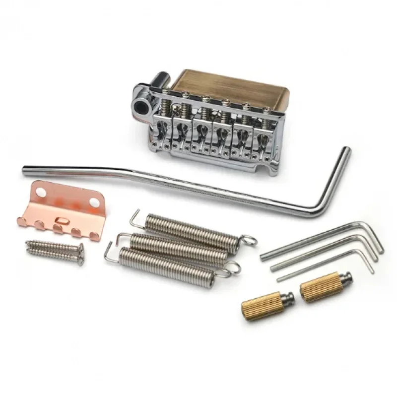 

Guitar Single Tremolo Bridge, 10.9mm String Spacing, Copper Base Curved Saddles 43.5×40.5MM Hardware